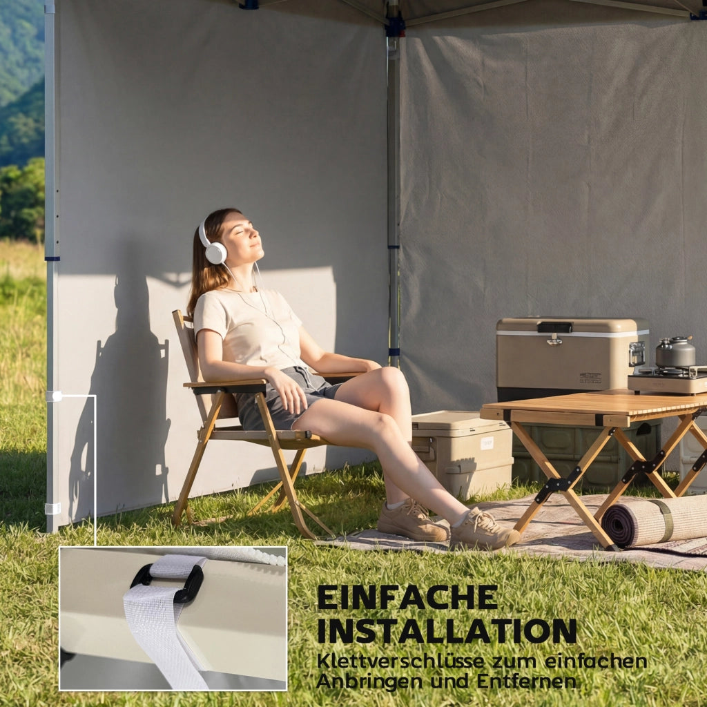 Set 3 Pezzi Fiancate con Cerniera per Gazebo 3x3 m ¨C zephmum ¨C Grigio Chiaro