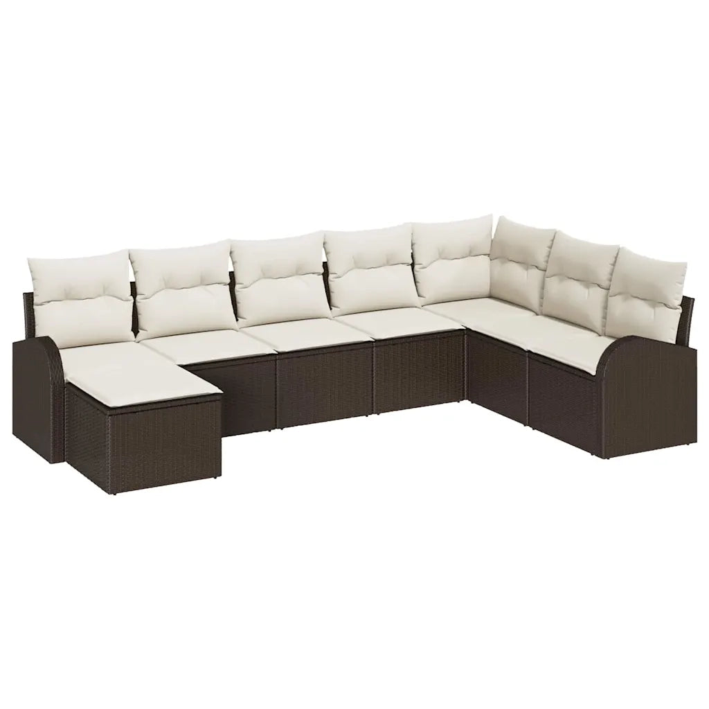 Set Divano da Giardino con cuscino 8 pcs Marrone Poly Rattan 3346158