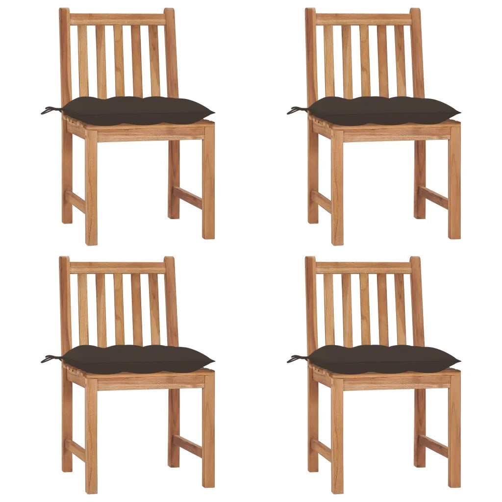 Sedie da Giardino 4 pz con Cuscini in Legno Massello di Teak cod mxl 13570