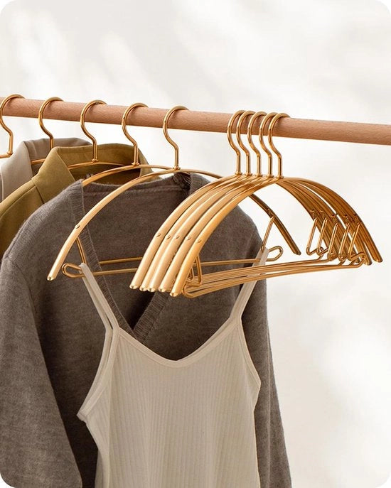 Hangers metallici pesanti con barra antiscivolo per pantaloni - 10 pezzi - oro