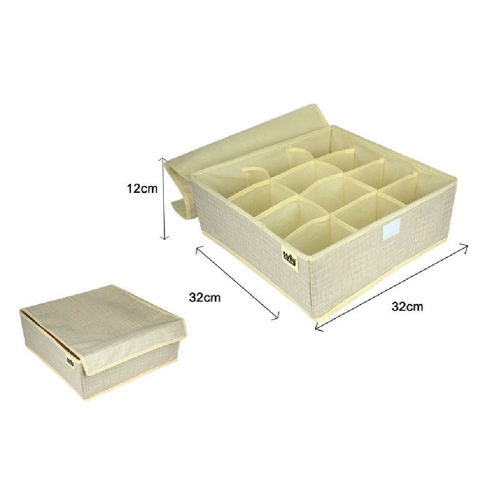 Trade Shop - Portaoggetti Tessuto Organizer Contenitore Biancheria 12 Posti 32x32x12 Cm 69718 -