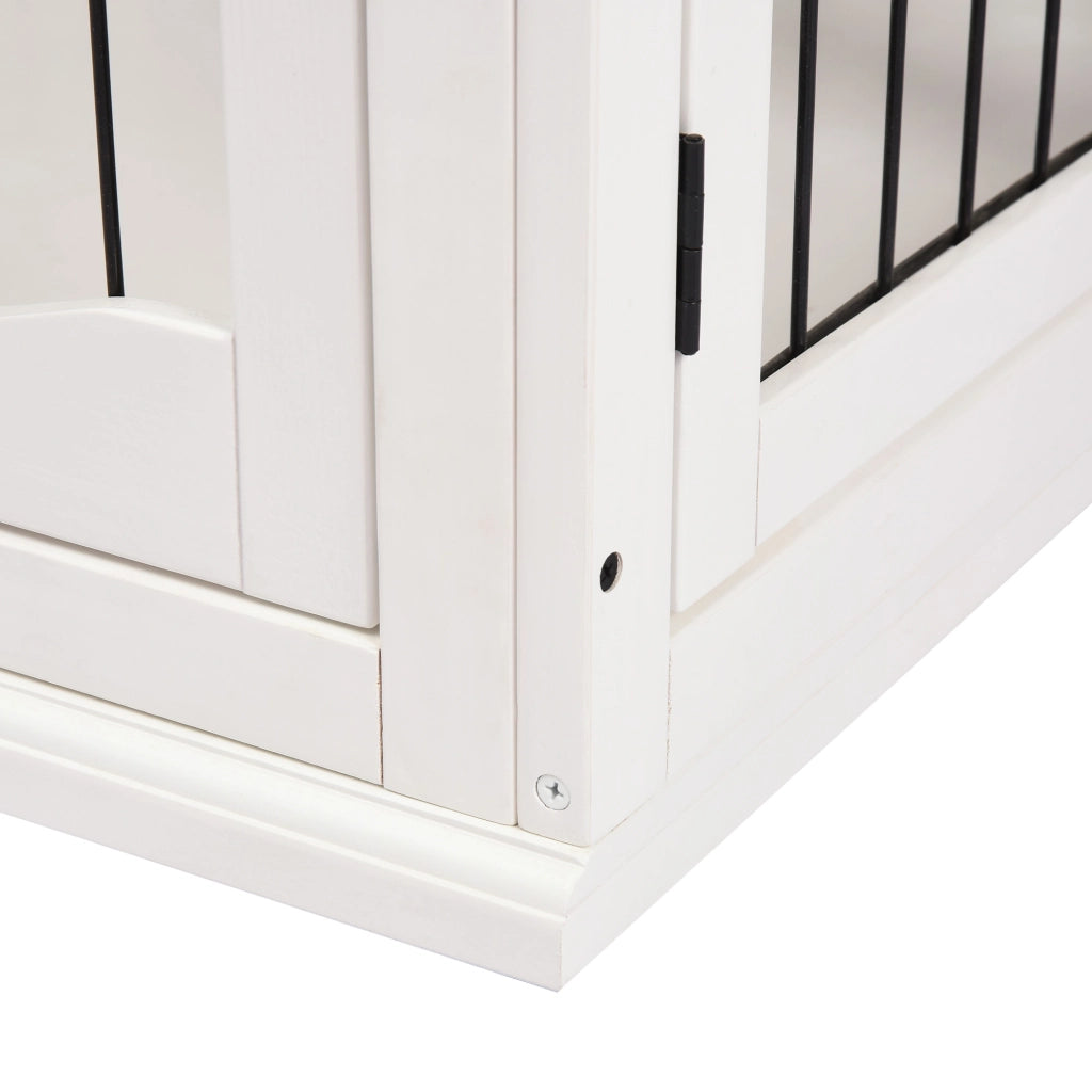 Scaffale per cani con due porte e chiusure in MDF bianco per interni 81 × 58,5 × 66 cm