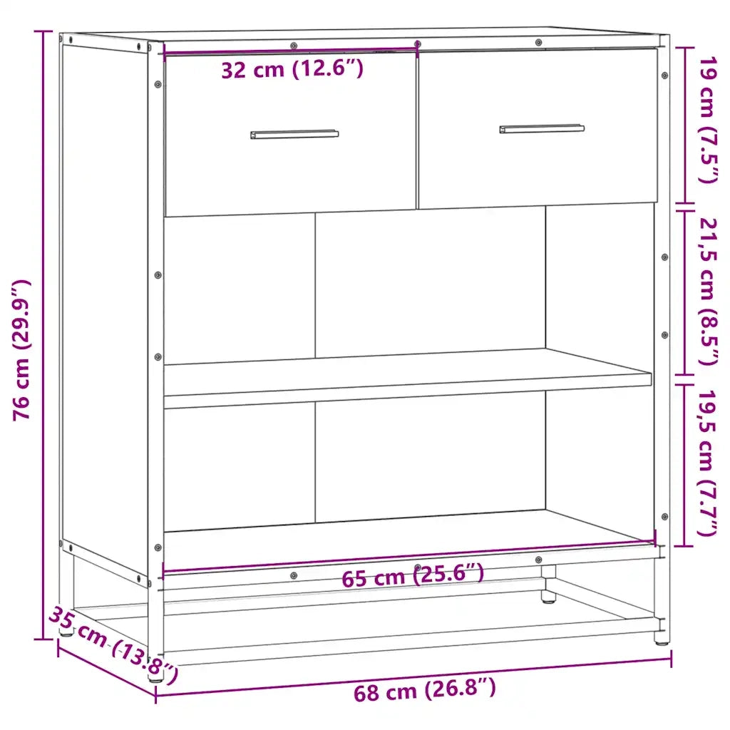 Credenza Grigio Sonoma 68x35x76 cm in Legno Multistrato