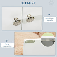 Ciotole per Cani Rialzate con Armadietto da 44L e 2 Ciotole in Acciaio 60x30x35.5cm Bianco