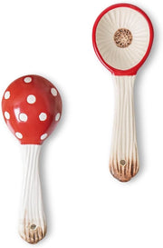 Set di cucchiai in ceramica (lotto da 2) - Forma di funghi - Adatto per noodle, dessert, colazione e piatti caldi - Sicuro e versatile