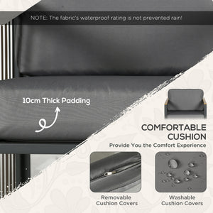 Set Tavolino e 2 Sedie da Giardino  in Acciaio e Rattan Grigio