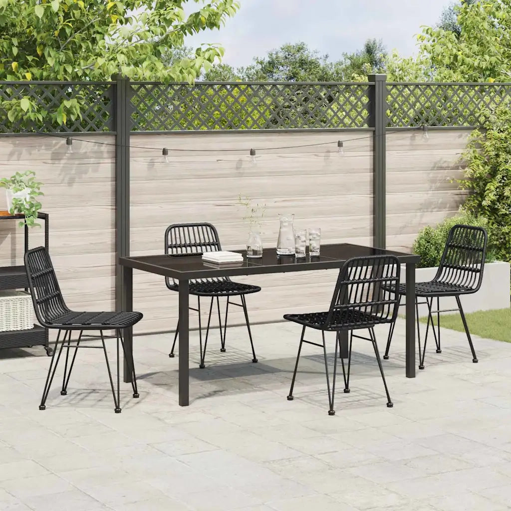 Set da Pranzo per Giardino 5 pcs Nero