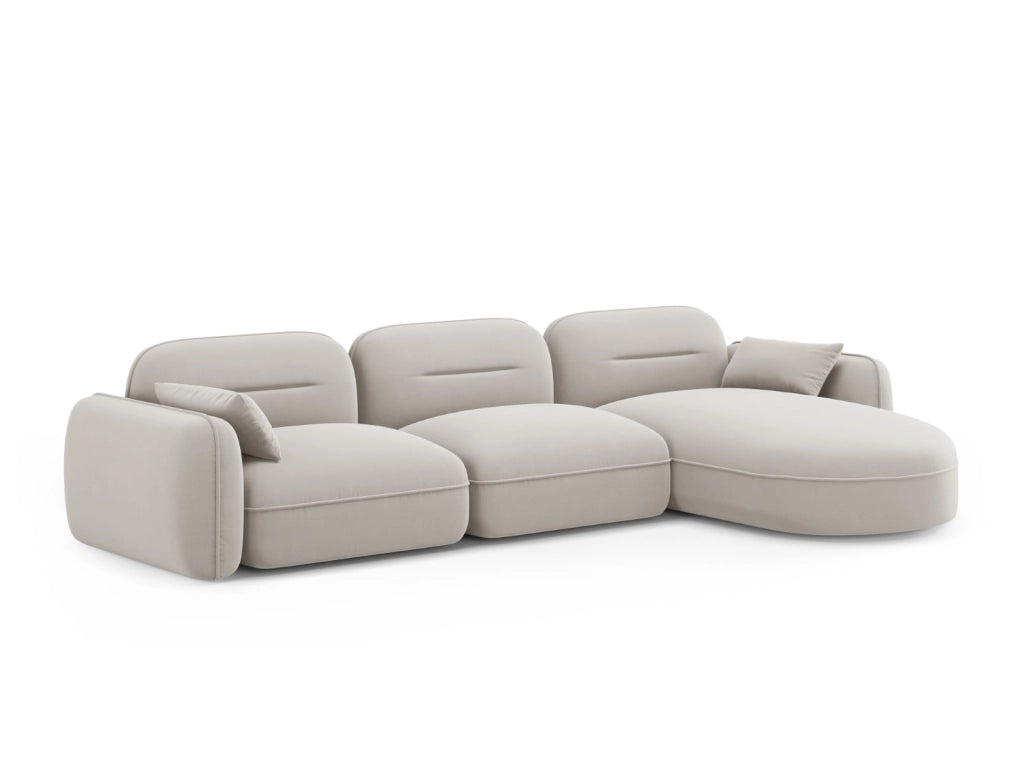 Cosmopolitan Design - Divano angolare modulare destro "Sydney" 4 posti in velluto beige chiaro 