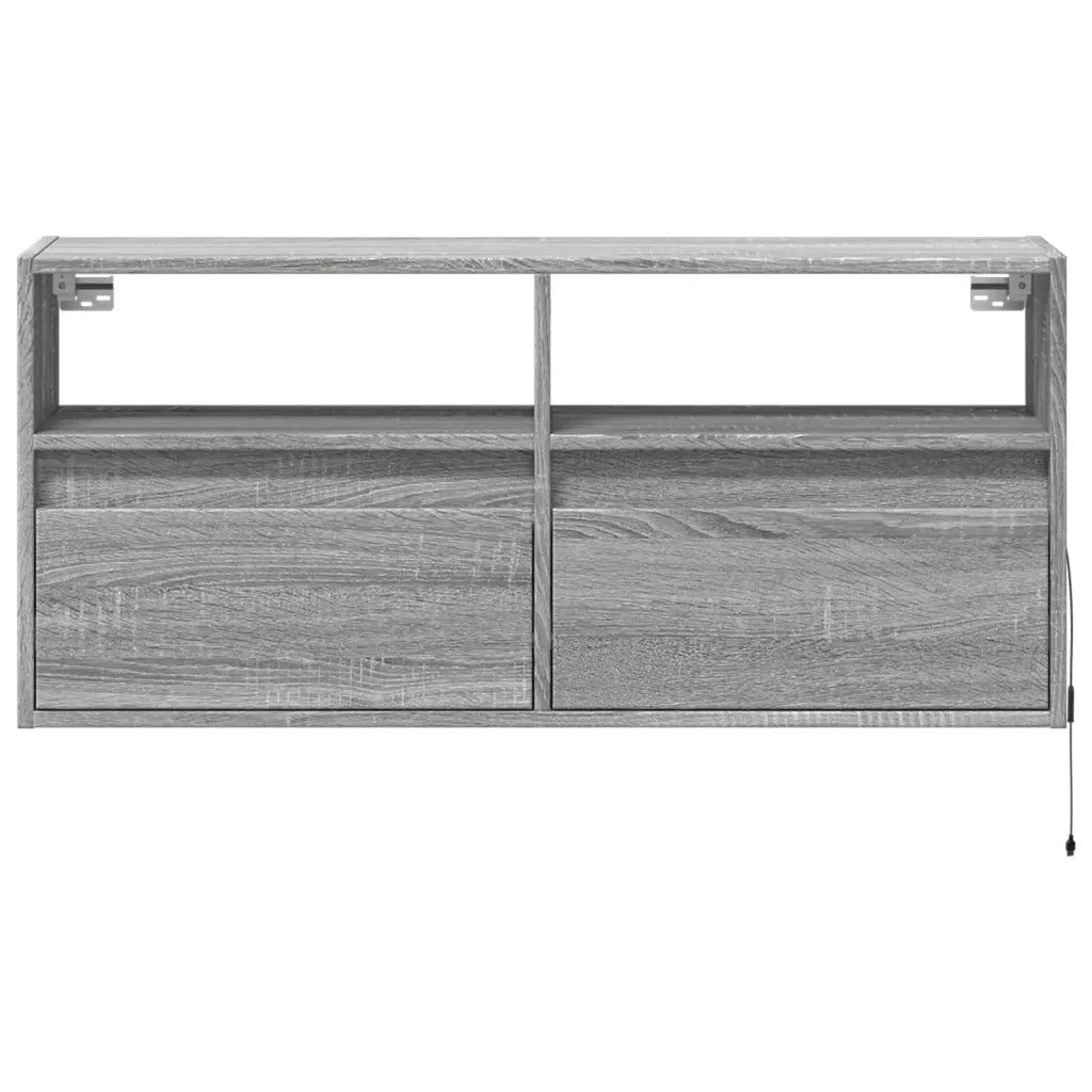 Mobile TV a Parete con Luci LED Grigio Sonoma 100x31x45 cm