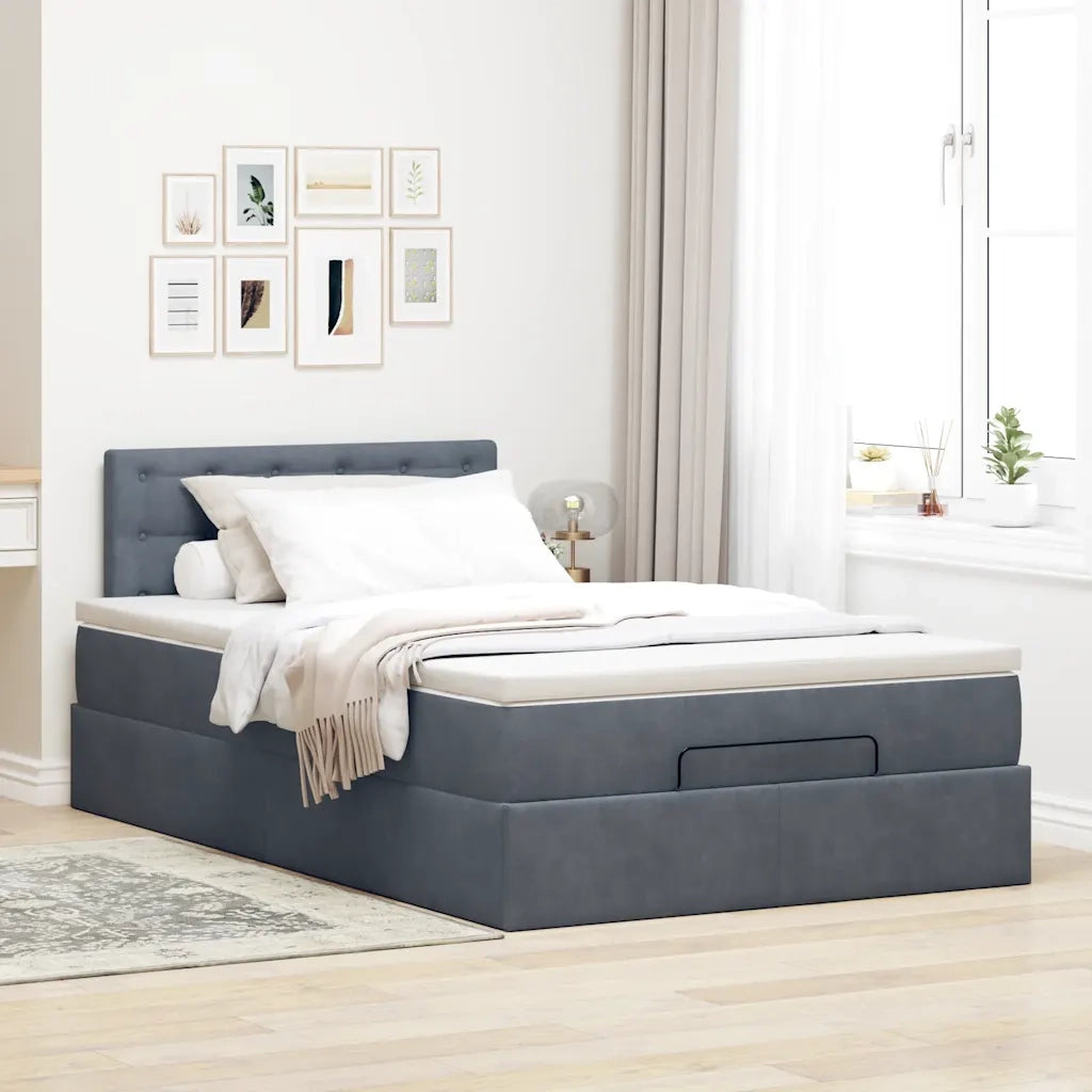 Pouf Letto con Materasso e LED Grigio Scuro 120x190cm Velluto 3312753