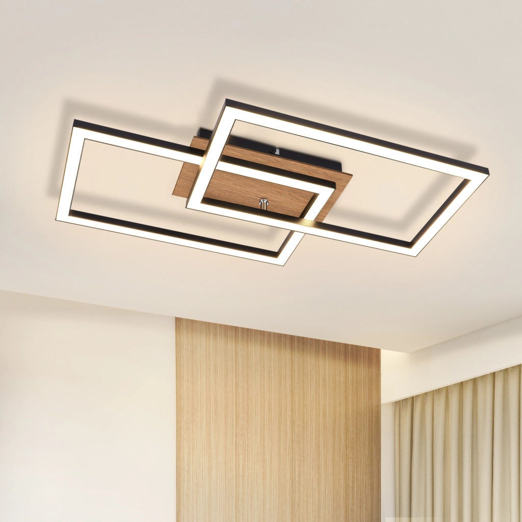 ZMH Lampada da soffitto plafoniera LED moderna 24W bianco caldo nero retrò per soggiorno cucina corridoio