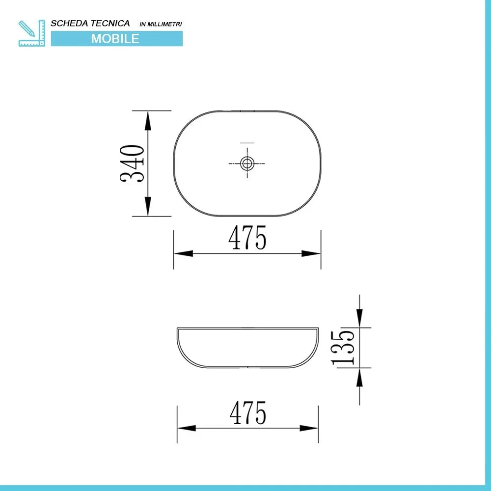 Mobile bagno sospeso 90 cm noce canaletto Ravello con lavabo in ceramica