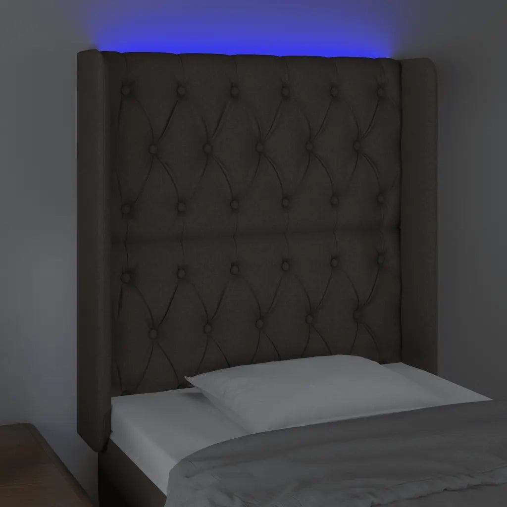 Testiera a LED Tortora 83x16x118/128 cm in Tessuto 3124362