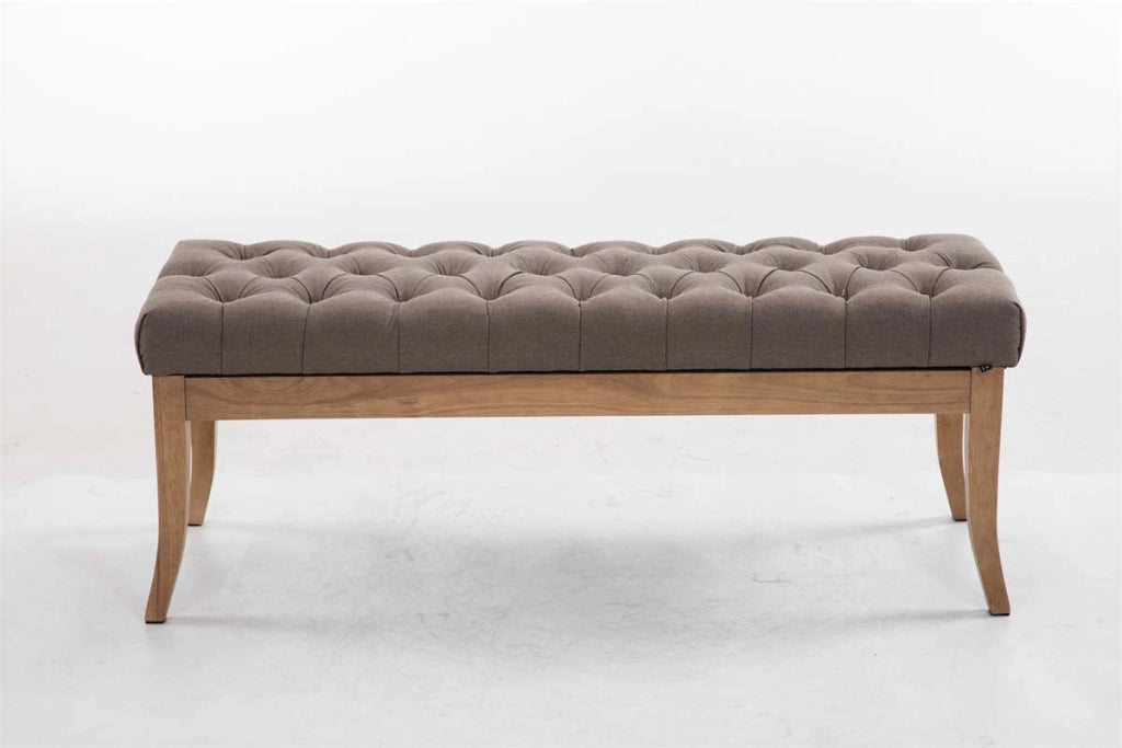 Panca design RAMSES in legno chiaro antico tessuto Tortora,120 cm