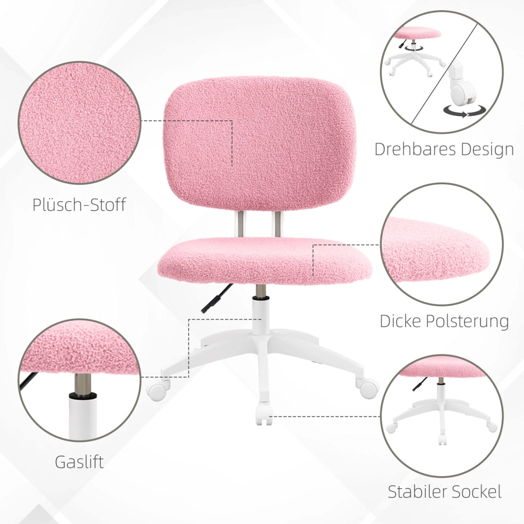 Sedia da ufficio ergonomica rosa regolabile in altezza