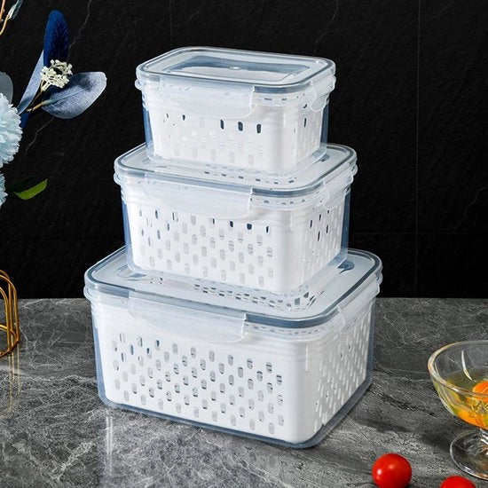 Contenitori di produzione per alimenti 3 pezzi, organizzatori per frigorifero, afdruiprek, contenitore per verdure con 7 contenitori e coperchi per verdure, insalata di frutta fresca 3 pezzi