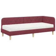 Letto singolo | Letto per adulti | Cornice del letto ad angolo Rosso Vino 80 x 200 cm Tessuto