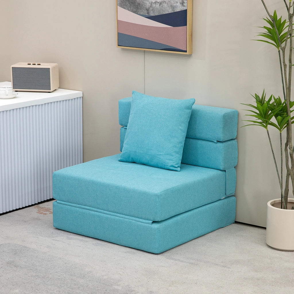 Poltrona letto 1 posto con cuscino ¨C zephmum ¨C tessuto blu