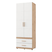 Armadio Camera da Letto Tilcara, Guardaroba 2 Ante Appendiabiti, 79x208h cm Bianco Opaco