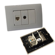 Trade Shop - Placca Placchetta 3 Posti Completa 1 Presa Tv 1 Presa Ethernet Rj45 Incasso 503 -