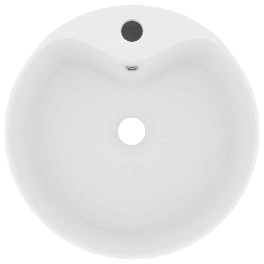 Lavabo di lusso con troppopieno lavabo da appoggio lavabo da bagno stanza da trucco casa 36 x 13 cm ceramica bianca opaca 02_0002773