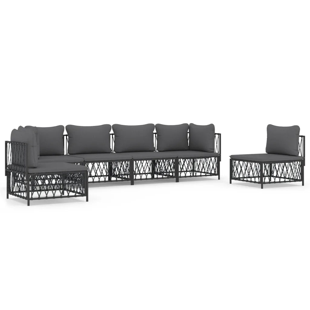 Set Salotto da Giardino 6 pz con Cuscini in Acciaio Antracite 3186843