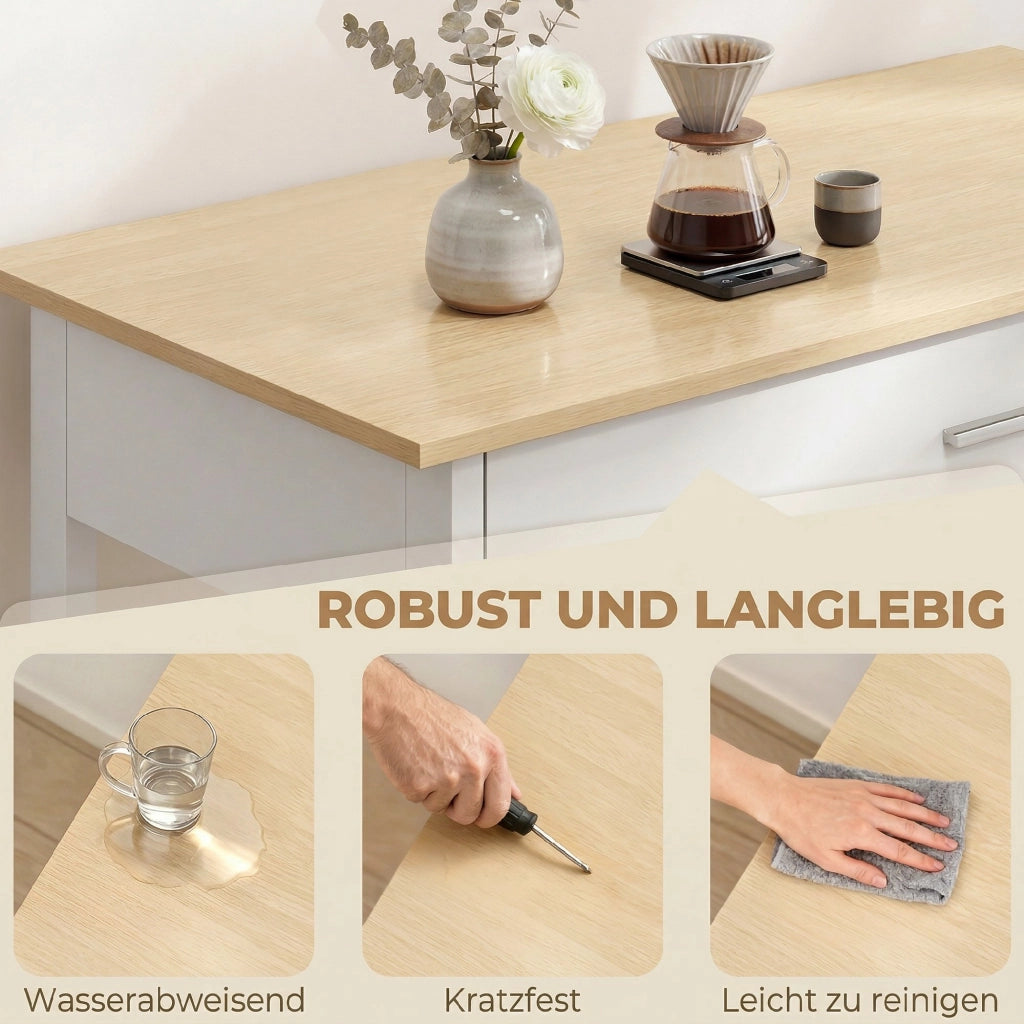 Carrello da Cucina con Cassetto e Ripiani Aperti ¨C Xylo ¨C Bianco con Portasciugamani