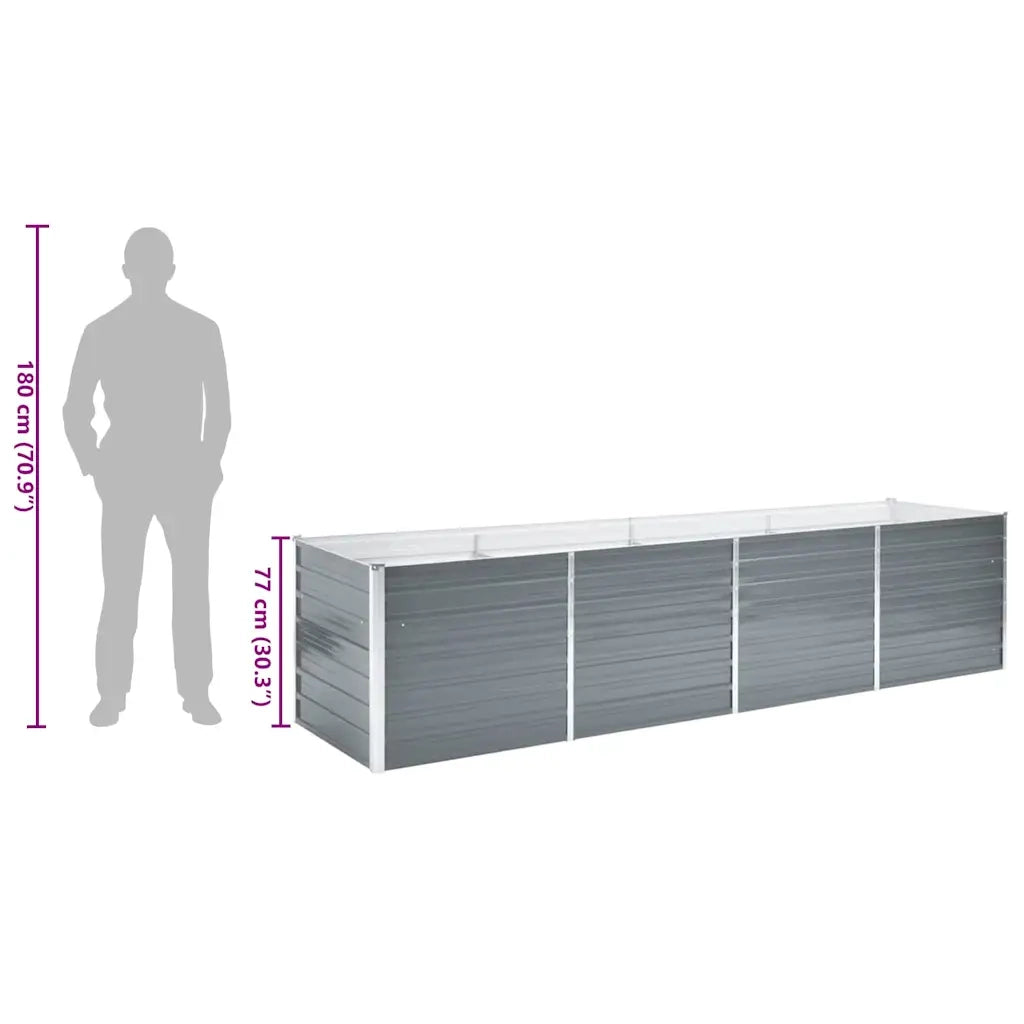 Letto Rialzato Giardino in Acciaio Zincato 320x80x77 cm Grigio 44844