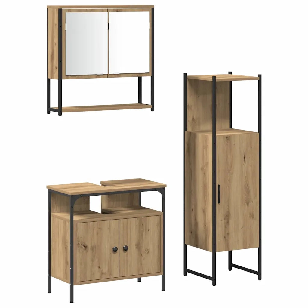 Set di mobili per il bagno 3 pcs Marrone Legno multistrato 3334377