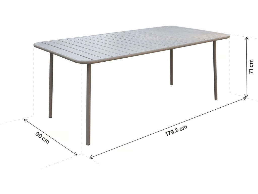 Tavolo da giardino in metallo "Bilbao" - 180 x 90 x 71 cm - Tortora