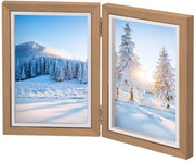 Supporto per Fotografie in Legno Opportuno per 2 Immagini 13 x 18 cm con Pannelli Acrilici e Display da Tavolo