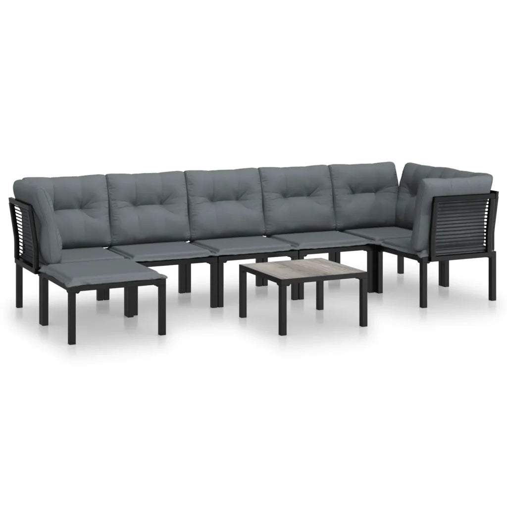 Set Salotto da Giardino 8 pz | Set di Mobili da Esterno Nero e Grigio in Polyrattan