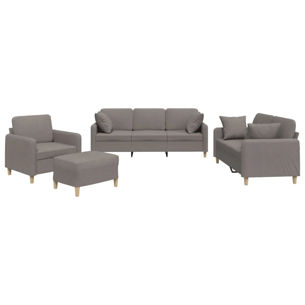 Set Divani 4 pz con Cuscini Tortora in Tessuto 3202085
