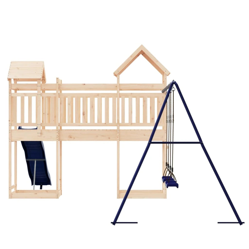 Altalena per parco giochi all'aperto scivolo altalena robusta giochi da giardino 492 x 358 x 238 cm legno di pino massiccio 02_0004959