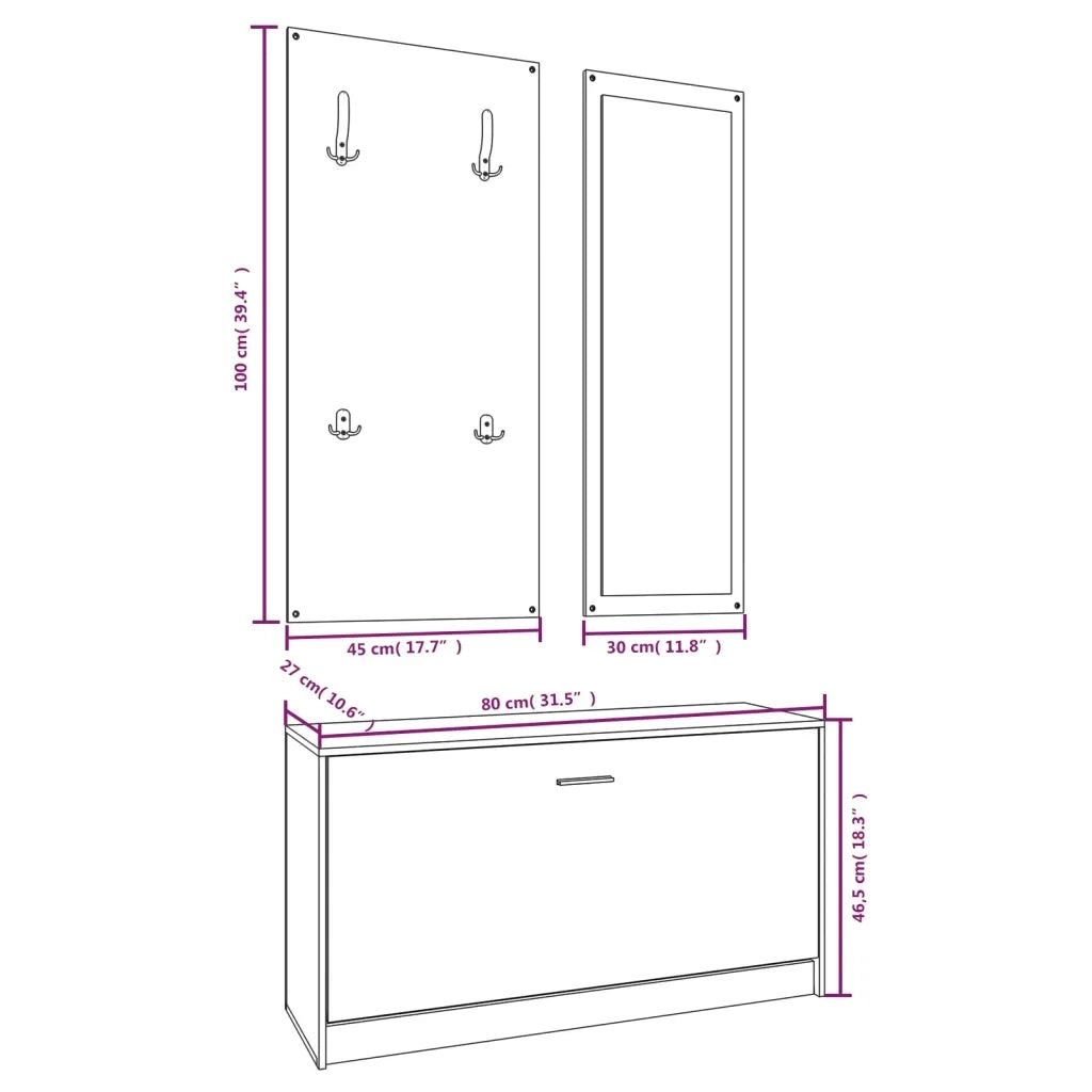 Set Scarpiere 3 in 1-Scaffale per scarpe grigio sonoma in Legno Multistrato