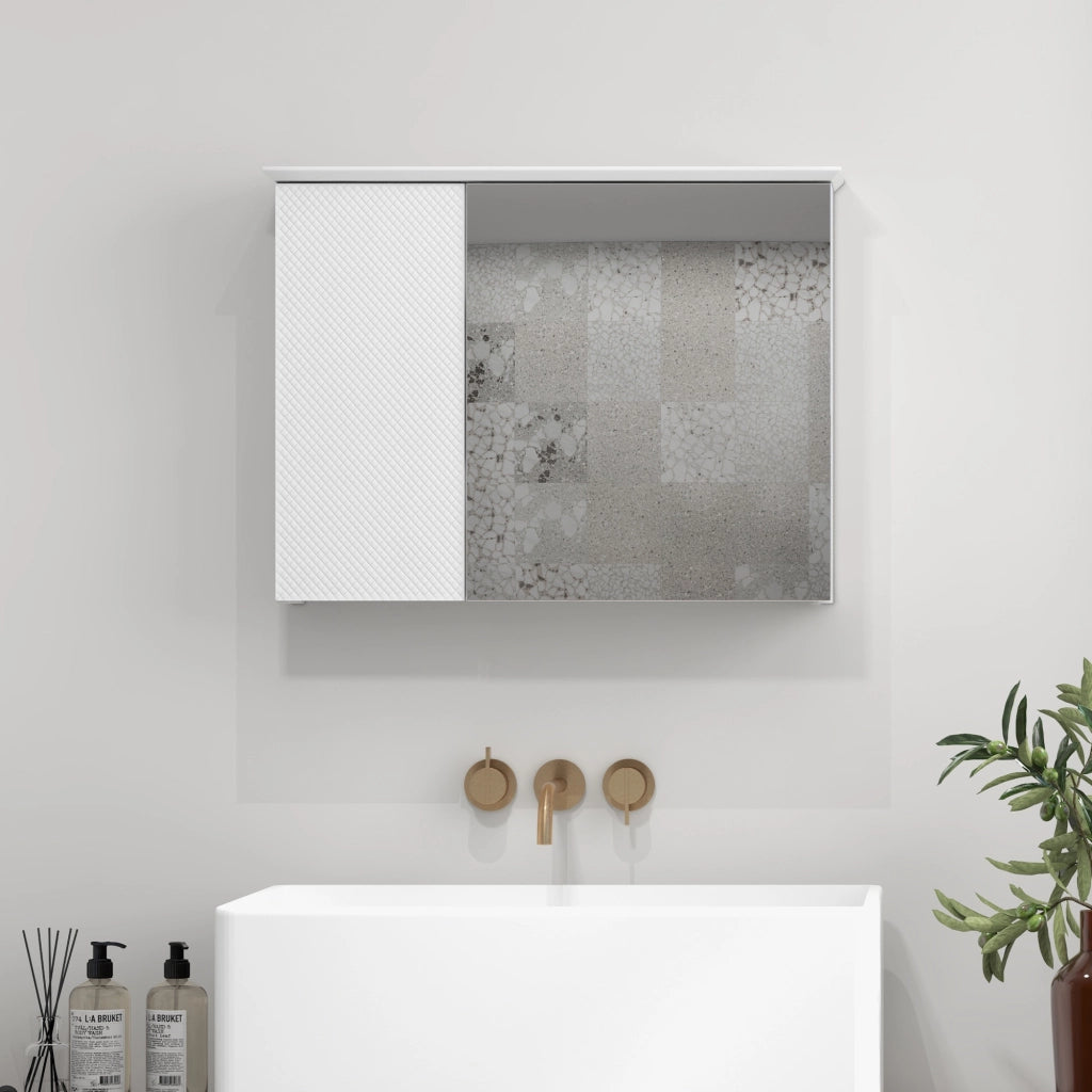 Armadio bagno con specchio e ripiano regolabile ¨C zephmum ¨C bianco 65x15x49 cm