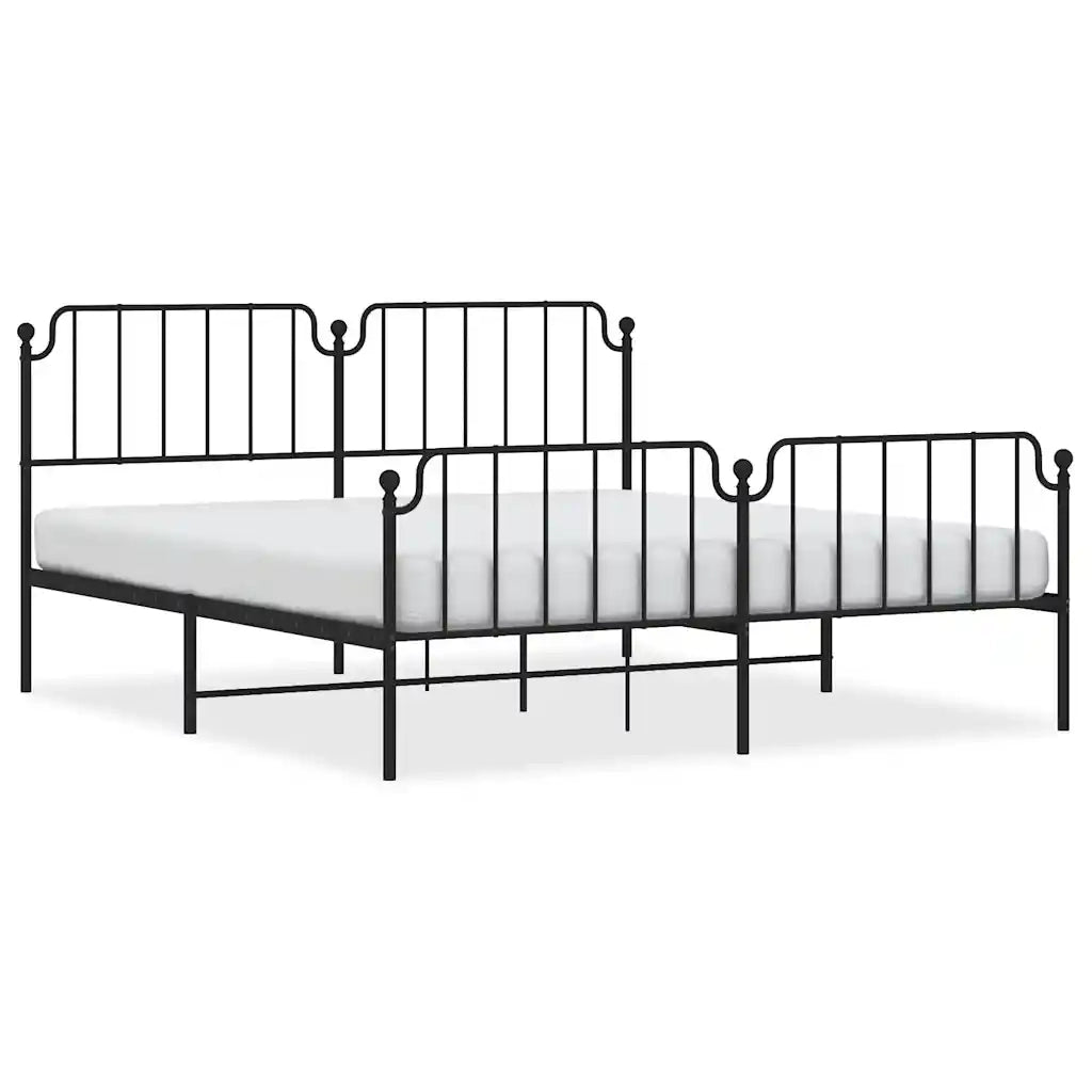 Giroletto con Testiera e Pediera Metallo Nero 183x213 cm 373910