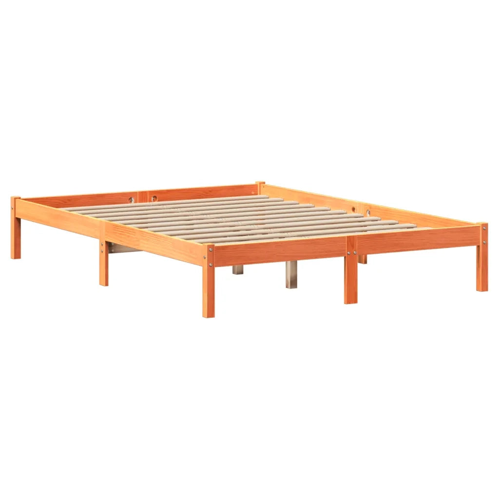 Letto Libreria senza Materasso Marrone Cera 150x200 cm in Pino 3321606