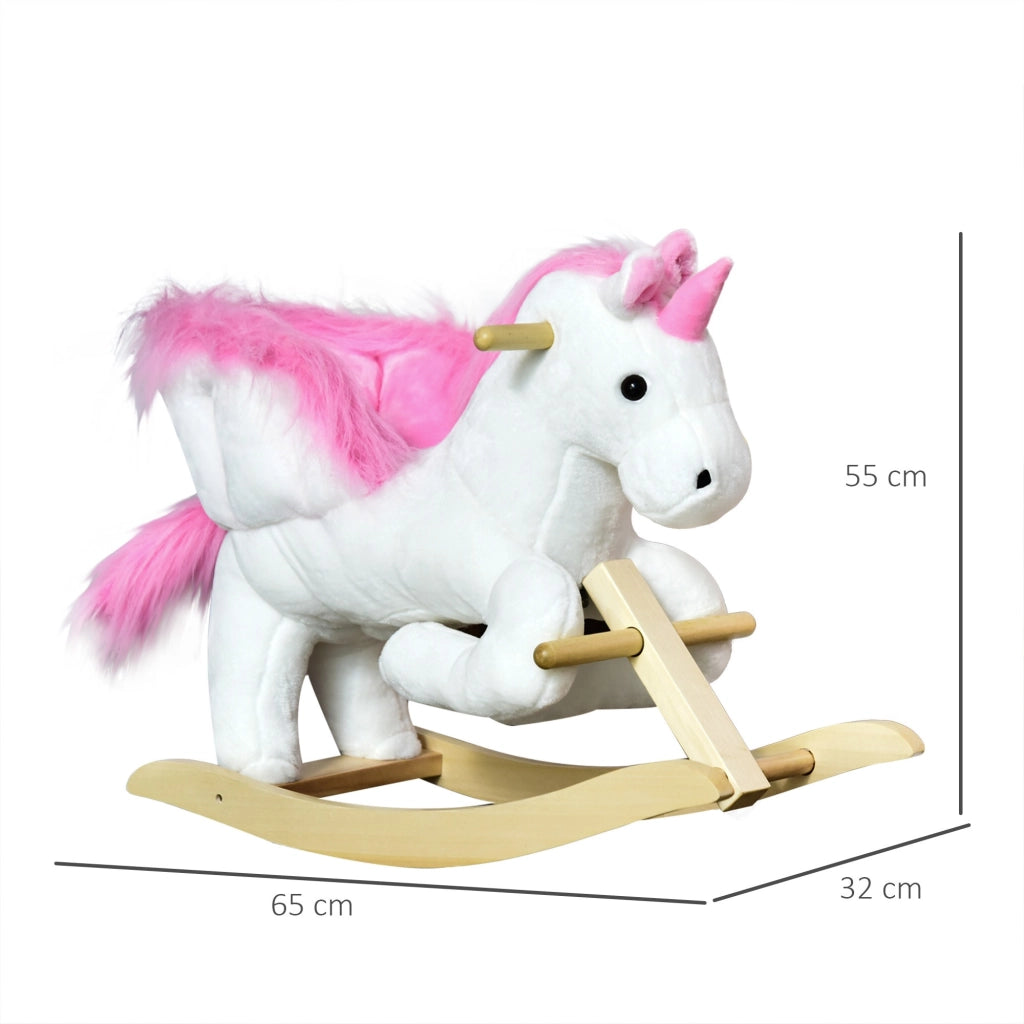 EasyComfort Cavallo a Dondolo Unicorno con Musica in Metallo e Legno 65x32x55cm