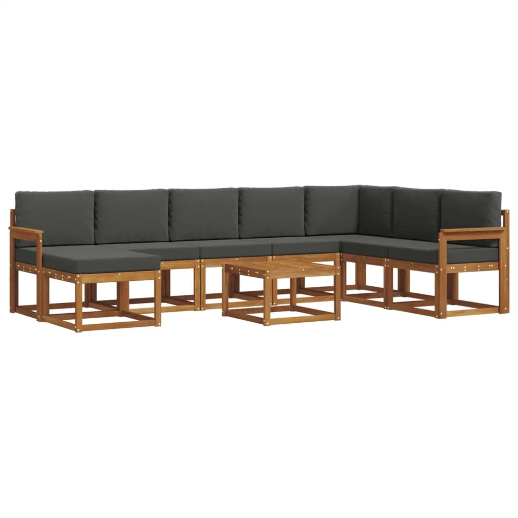 Set di divani da esterno con cuscino 9 pcs Naturale e Antracite