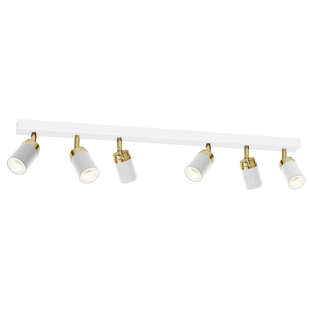 Plafoniera barra 6 spot orientabili bianco/oro GU10 Reno Luminex