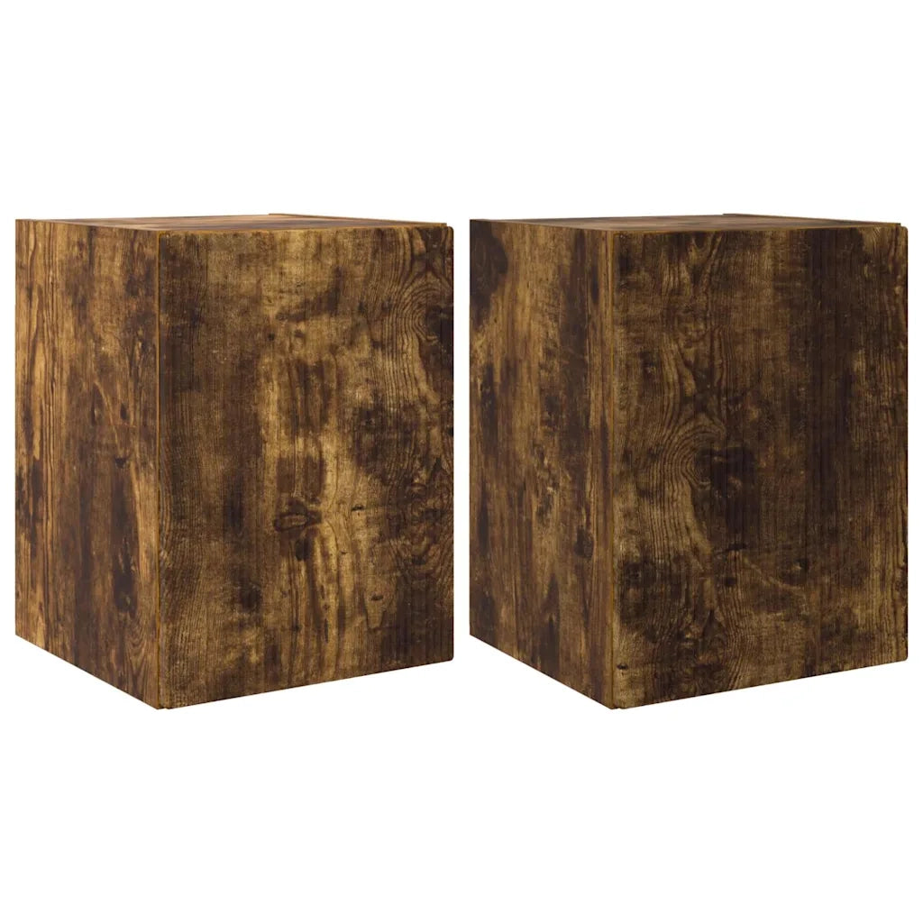 Mobile TV da parete 2 pz-Set di 2 Mobile TV a Muro-Credenza TV Rovere fum¨¦ 30 x 31 x 40 cm
