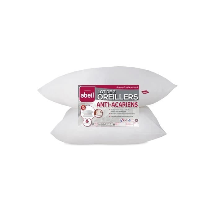 ABEIL Set di 2 cuscini antiacaro - 60 x 60 cm - Bianco