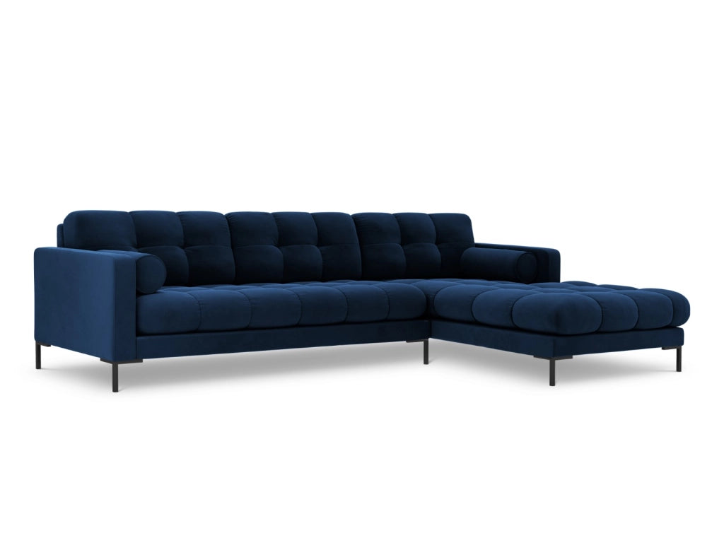 Cosmopolitan Design - Divano angolare destro "Bali" 5 posti in velluto blu reale 