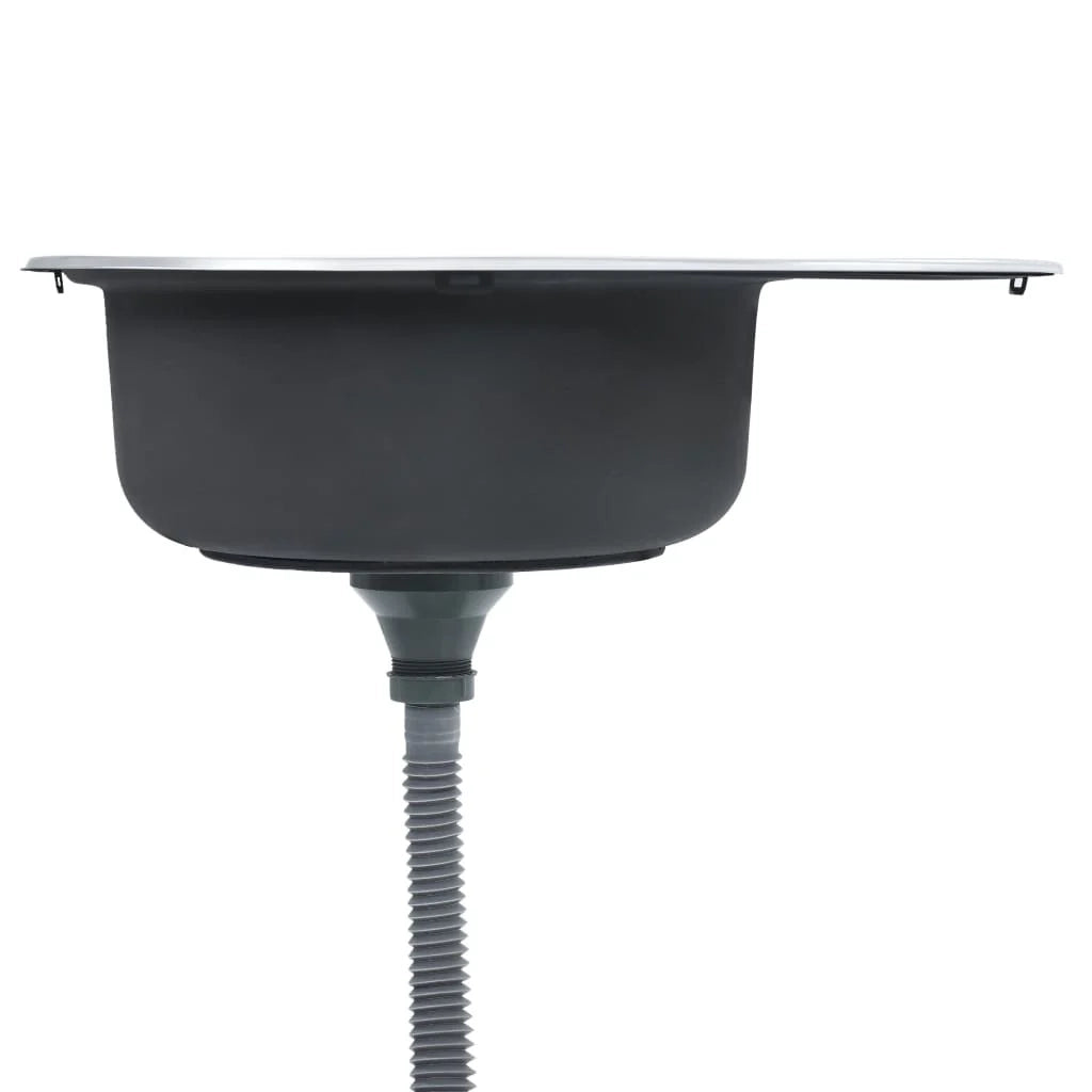 Lavello da cucina con filtro e sifone lavello ovale lavello da incasso acciaio inossidabile resistente adatto per interni domestici 02_0002357