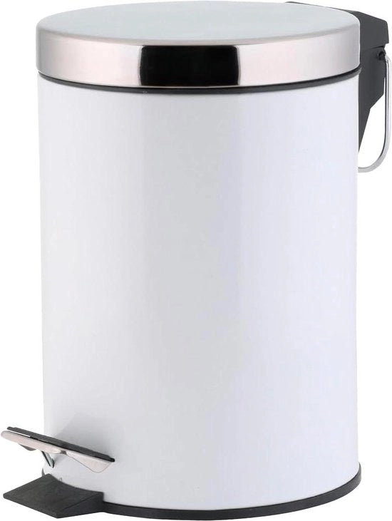 Vasca di rifiuti con pedale a piede - inserto rimovibile - senza odore - bagno cucina ufficio - in acciaio inossidabile bianco - 3 litri Ø 17 x 25 cm