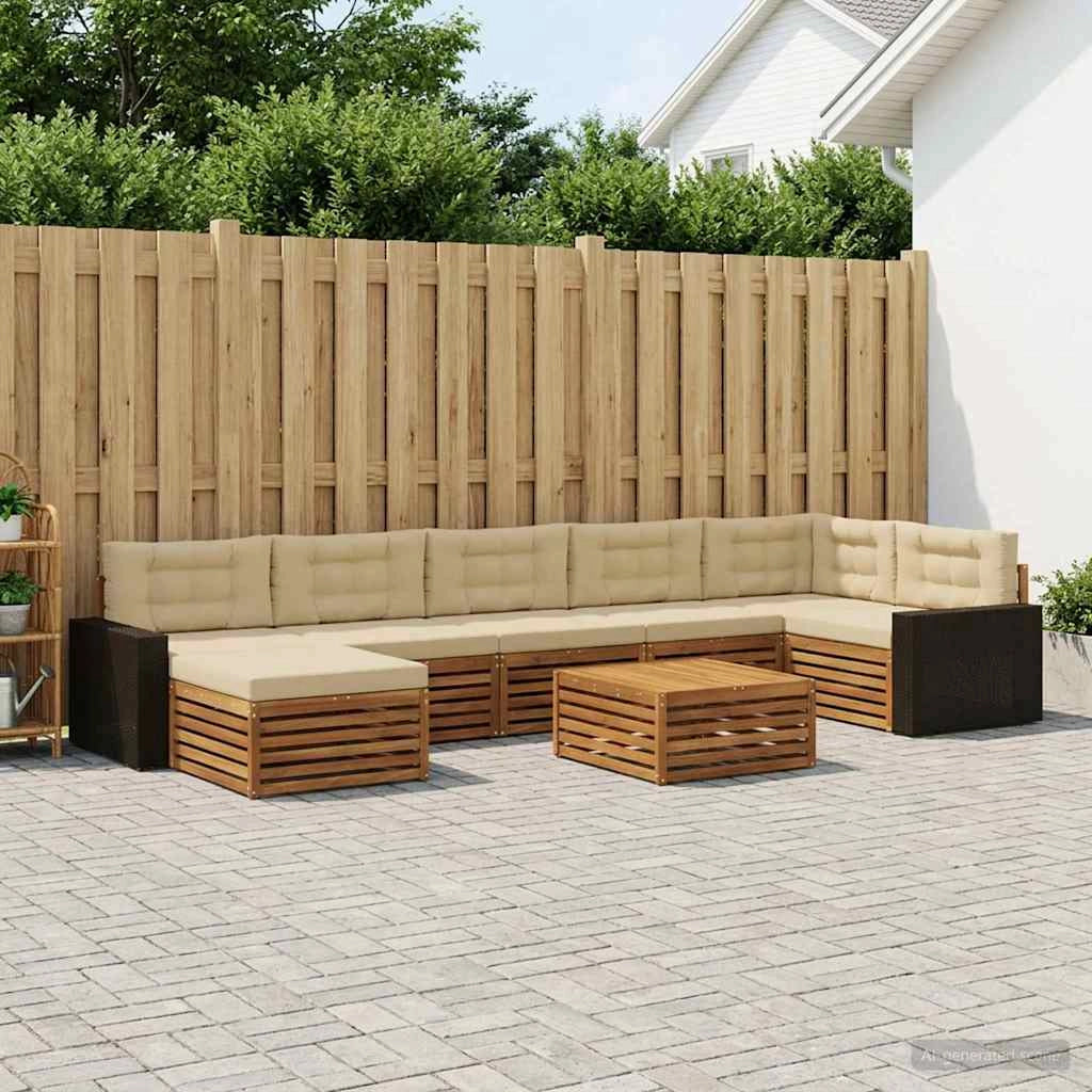 Set di divani da esterno 8 pz Naturale e Beige 3383666