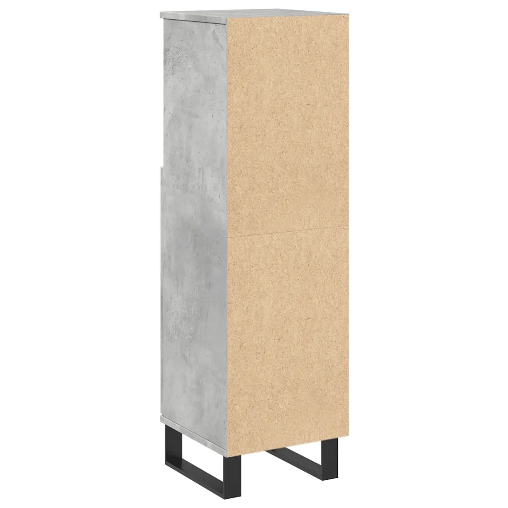 Armadietto da Bagno Grigio Cemento 30x30x100 cm in Truciolato 857210