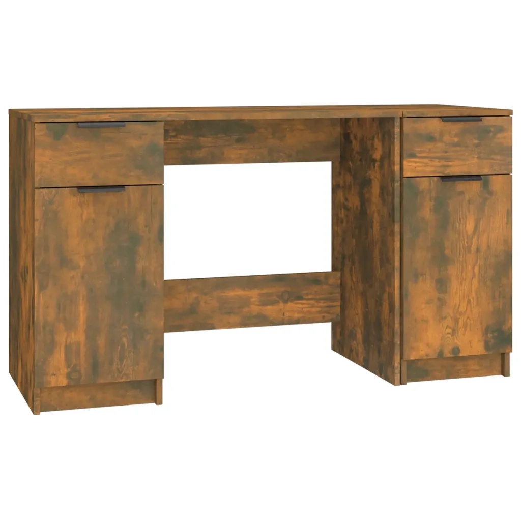 Scrivania con Mobile Laterale Rovere Fumo in Legno Multistrato 3115913
