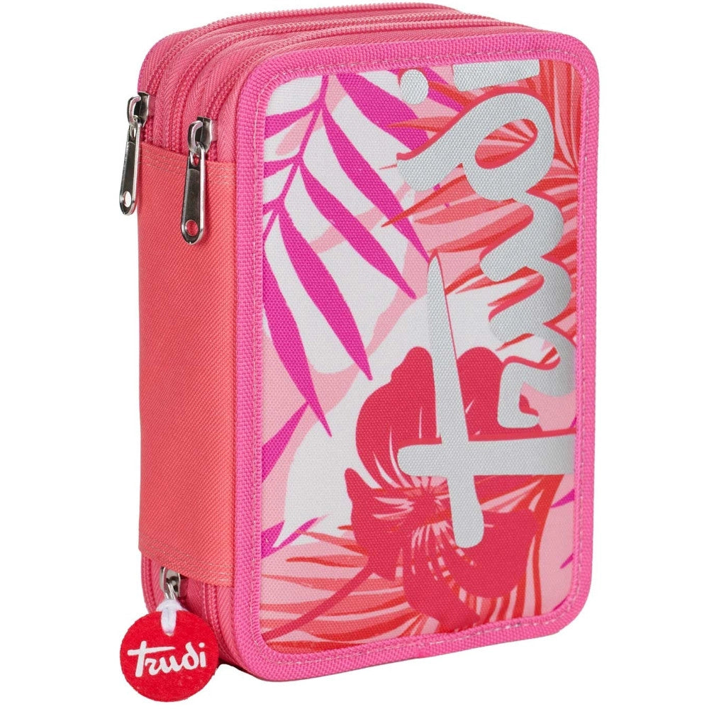 Trade Shop - Astuccio Scuola Triplo Trudi Fenicottero Scuola Completo Portapastelli Rosa -